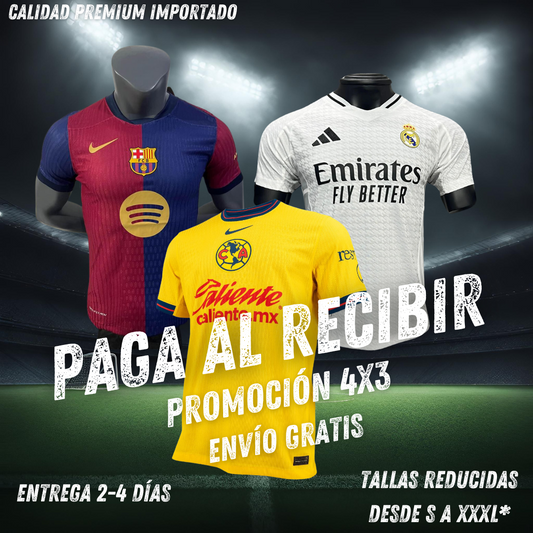 Promoción Buen Fin; Jerseys versión jugador, da click en el botón de pagar al recibir para elegir tus productos: Desde $699. más adelante te contactaremos para confirmar tu talla